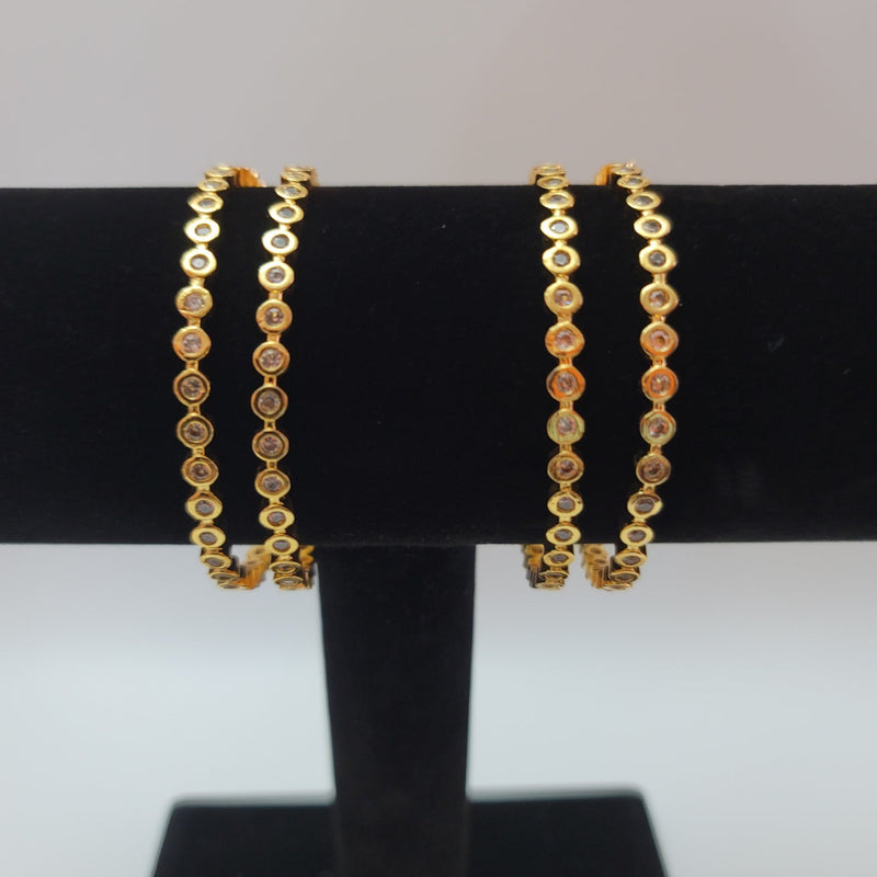 Beautiful Imitation Gold Diamond Finish 4 Piece Bangles Size 2.4