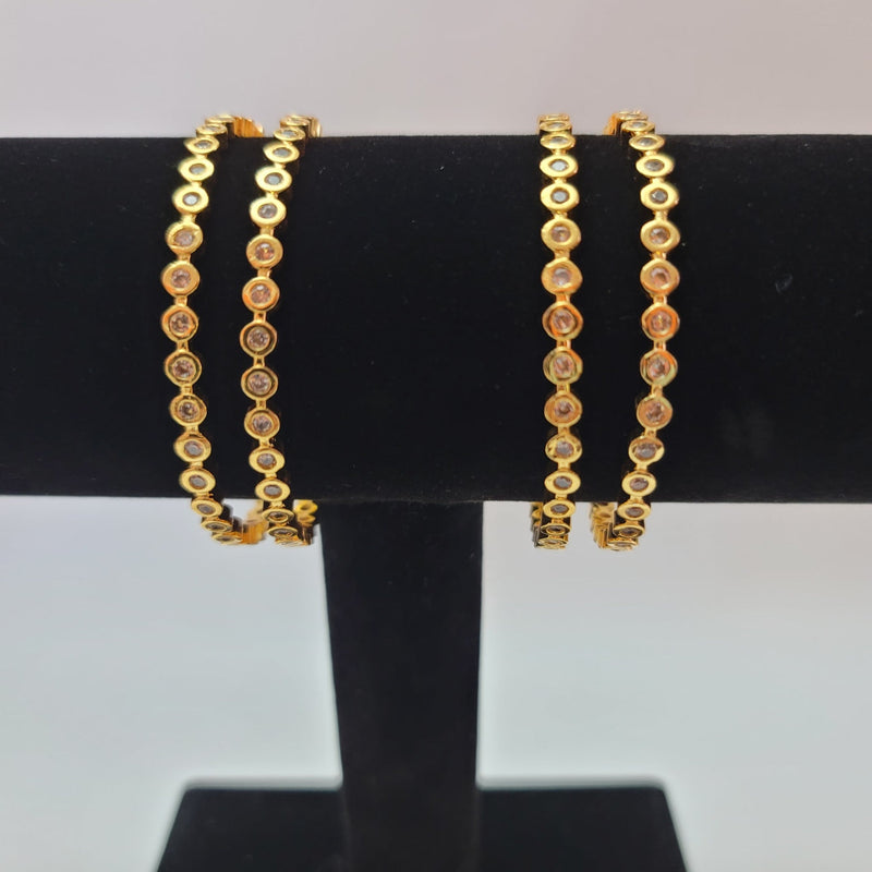 Beautiful Imitation Gold Diamond Finish 4 Piece Bangles Size 2.4