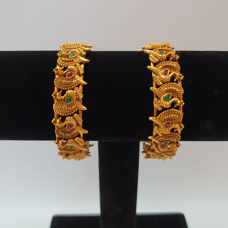 Beautiful Matt Finish Multi Stone Peacock 2.4 Size Bangles
