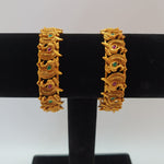 Beautiful Matt Finish Multi Stone Peacock 2.4 Size Bangles