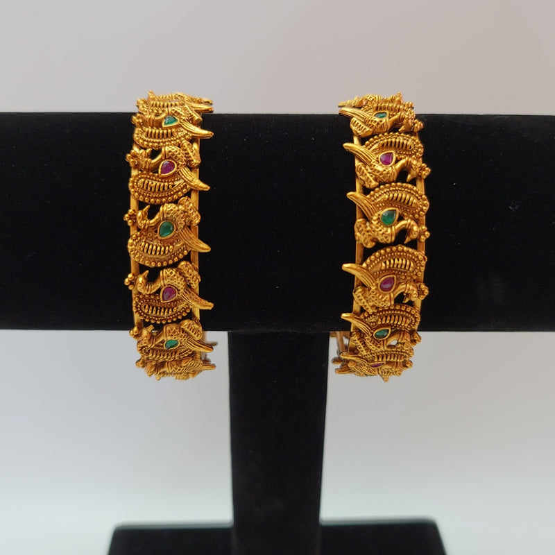 Beautiful Matt Finish Multi Stone Peacock 2.4 Size Bangles