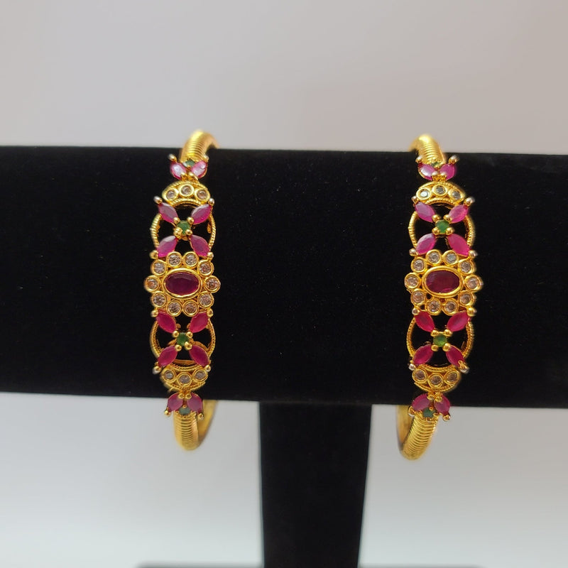 Beautiful Gold Polish AD And multi Stone kada Bangles Size 2.8