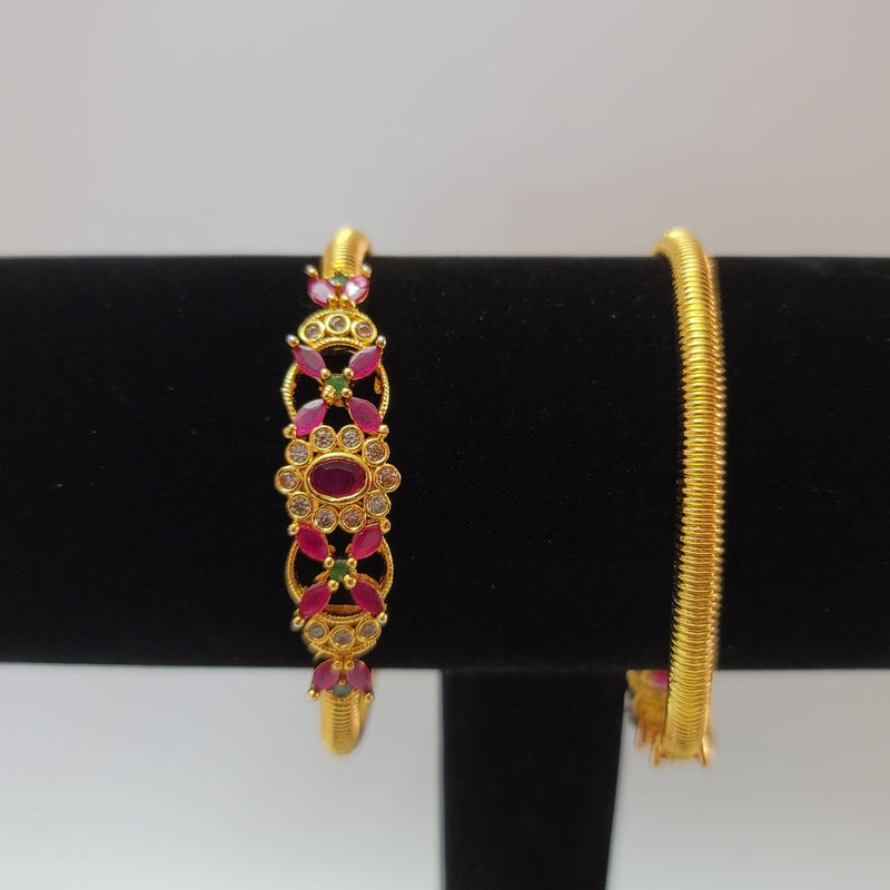 Beautiful Gold Polish AD And multi Stone kada Bangles Size 2.8