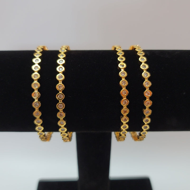 Beautiful Imitation Gold Diamond Finish 4 Piece Bangles Size 2.4