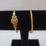 Beautiful Gold Polish Multistone Lakshmi 2 Piece kada Size 2.4