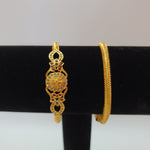 Beautiful Gold Polish Multistone Lakshmi 2 Piece kada Size 2.4