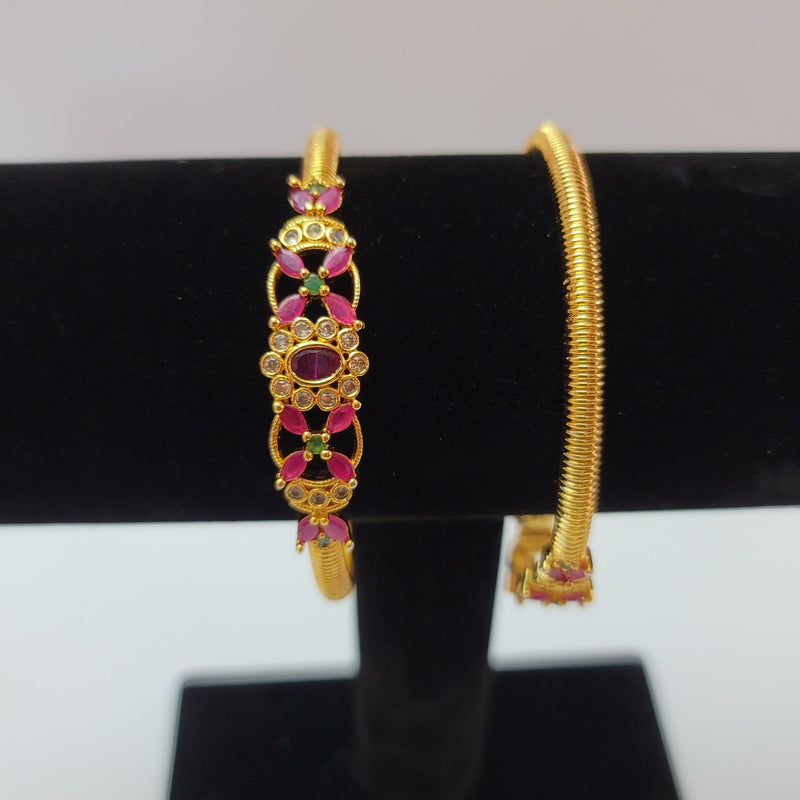 Beautiful Gold Polish AD And multi Stone kada Bangles Size 2.8
