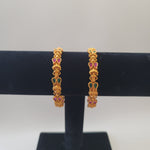 Beautiful Matt Finish Ruby And Green stone Lakshmi Bangles Size 2.8