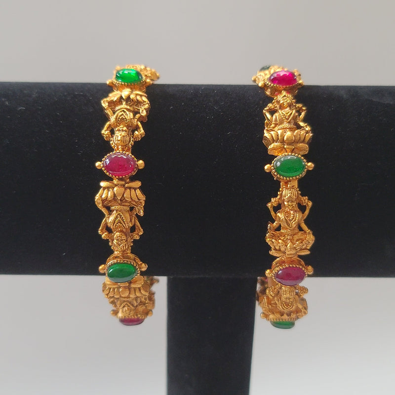 Beautiful Lakshmi Multi Kemp Stone 2 Piece Bangles 2.8