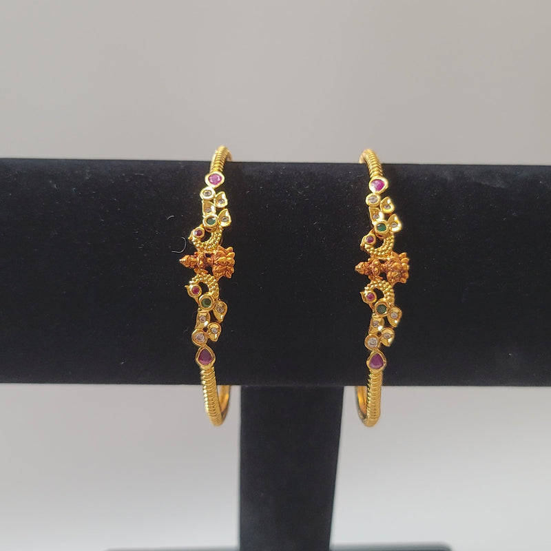 Beautiful Imitation Gold Lakshmi peacock 2 Piece kada Size 2.6