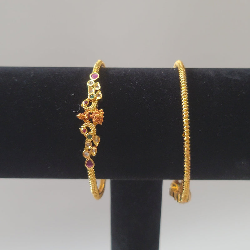 Beautiful Imitation Gold Lakshmi peacock 2 Piece kada Size 2.6