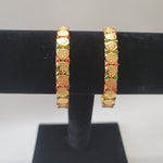 Beutiful Lakshmi Kasu Multi Stone 2 Piece Bangles Size 2.4 2.6 2.8 2.10