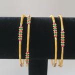 Beautiful Gold Polish MultiStone 4 Piece Bangles Size 2.4 2.6 2.8 2.10