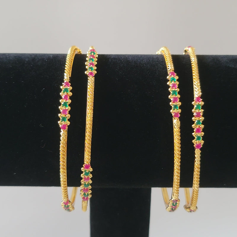 Beautiful Gold Polish MultiStone 4 Piece Bangles Size 2.4 2.6 2.8 2.10
