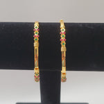 Beautiful Gold Polish Multi Stone 2 Piece Bangles Size 2.4 2.6 2.8 2.10