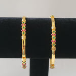 Beautiful Gold Polish Multi Stone 2 Piece Bangles Size 2.4 2.6 2.8 2.10