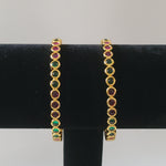 Beautiful multi Stone 2 Piece bangles Size 2.4 2.6 2.8