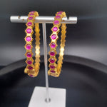 Beautiful Jadav Kundan Pink Stone Screw Bangles (Set Of 2)