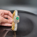 Beautiful Green Stone Crown Shaped AD Bracelet