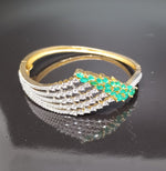 Beautiful Duel Tone Green Stone AD Leaf Bracelet