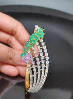 Beautiful Duel Tone Green Stone AD Leaf Bracelet