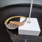 Beautiful Duel Tone Peach Stone AD Leaf Bracelet