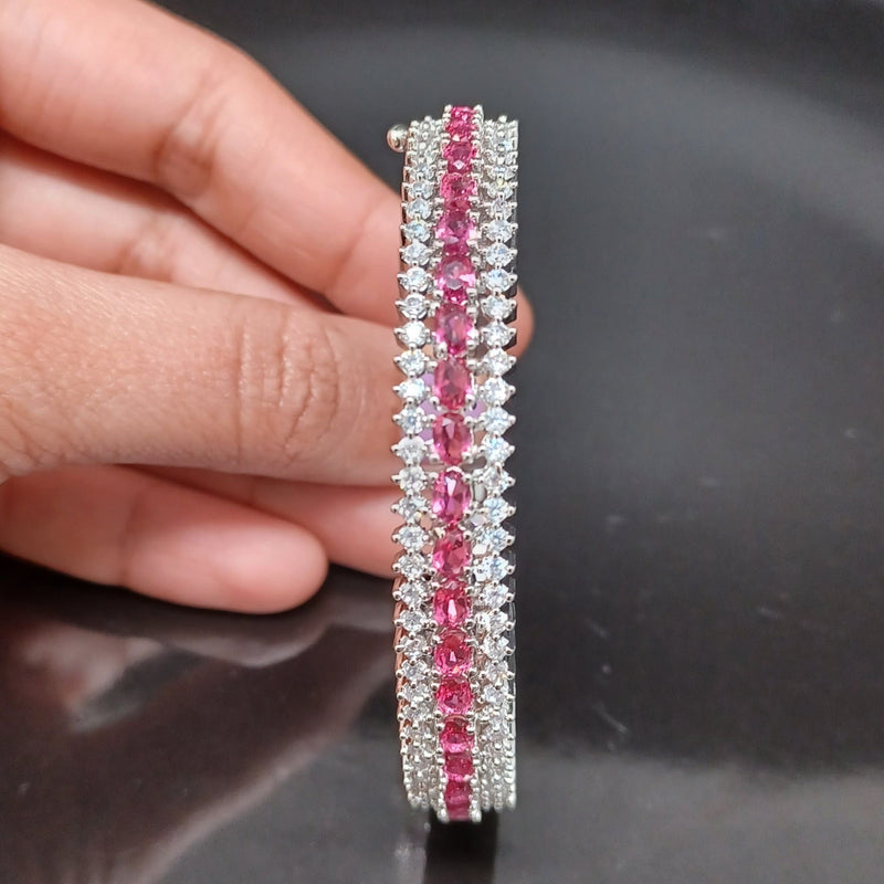 Beautiful White Polish Hydro Pink AD Bracelet