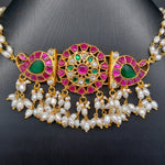 Elegant Multi stone Jadav Kundan Rice Pearl Choker