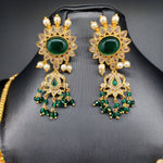Elegant AD Green Kempu Stone Green Beads choker Set with Earrings
