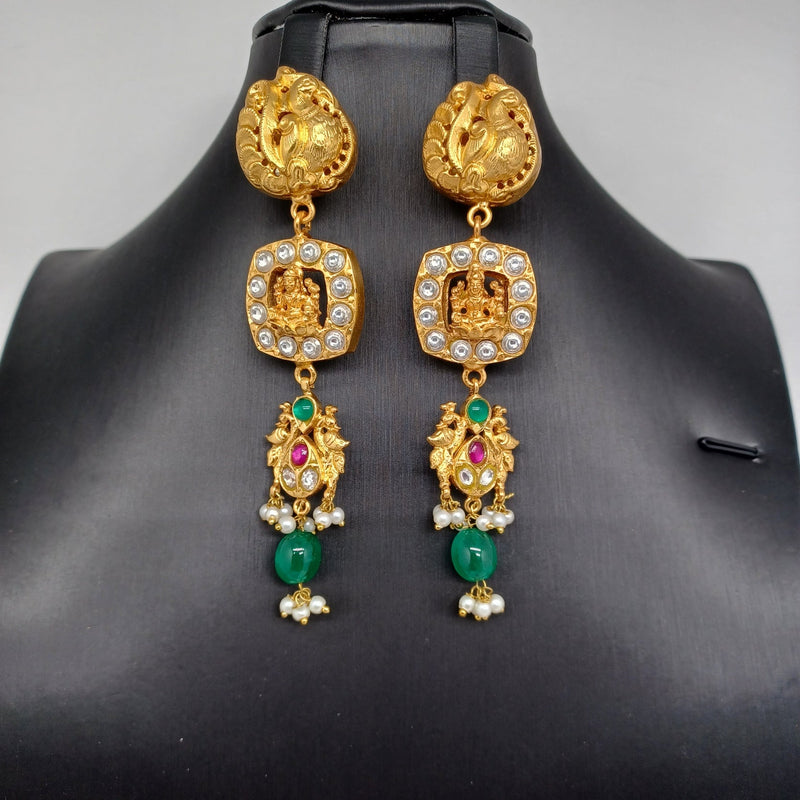 Elegant AD And Multi Stone Peacock And Lakshmi Jadav kundan Choker With Long Earrings