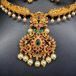 Beautiful Multi Stone Imitation Gold Kante With Earrings