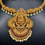Beautiful Multi Stone Imitation Gold Ganesha Kante With Earrings