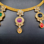 Beautiful AD And Navaratan Chain Choker Set With Earrings