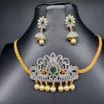 Beautiful AD And Emerald Peacock Choker With Jumka