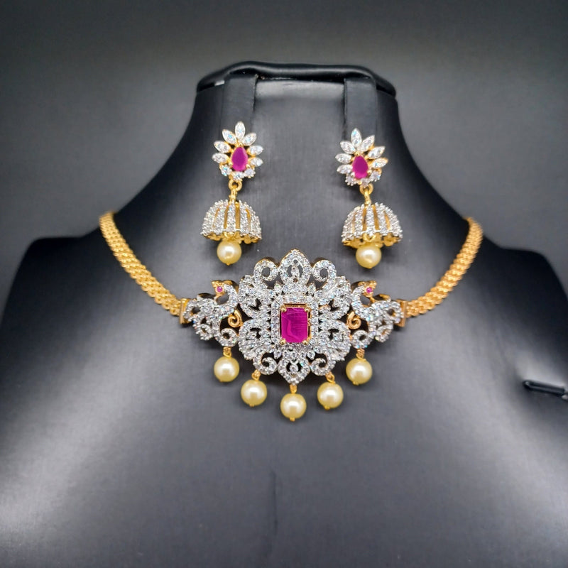 Beautiful AD And Ruby Choker With Earrings