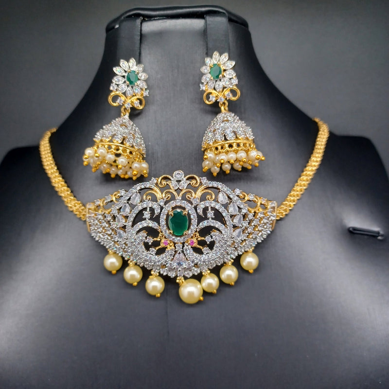 Beautiful AD And Emerald Peacock Choker With Jumka