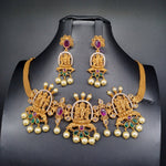 Beautiful Matt Finish Multi Kemp Stone Ramparivar Set With Earrings