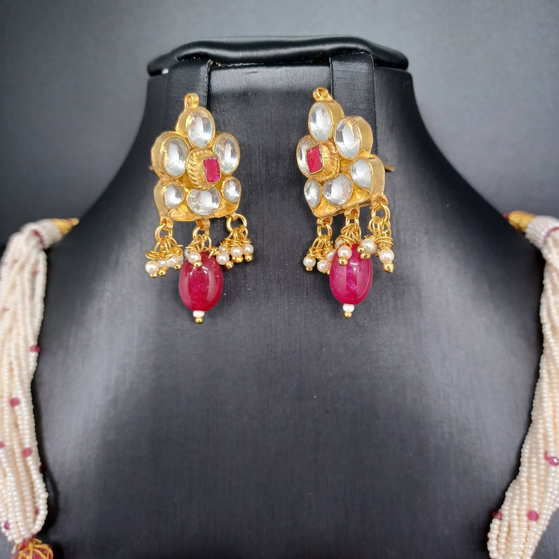 Beautiful Multi Stone Jadav Kundan Sugar Beads Choker With Earrings