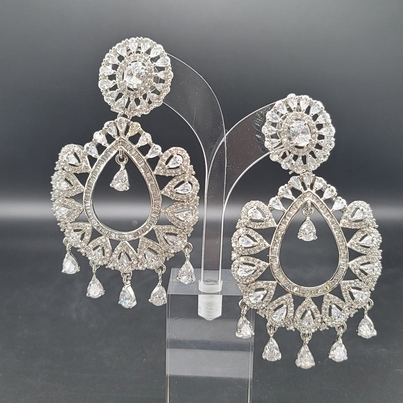 Beautiful White Polish AD Long Earrings
