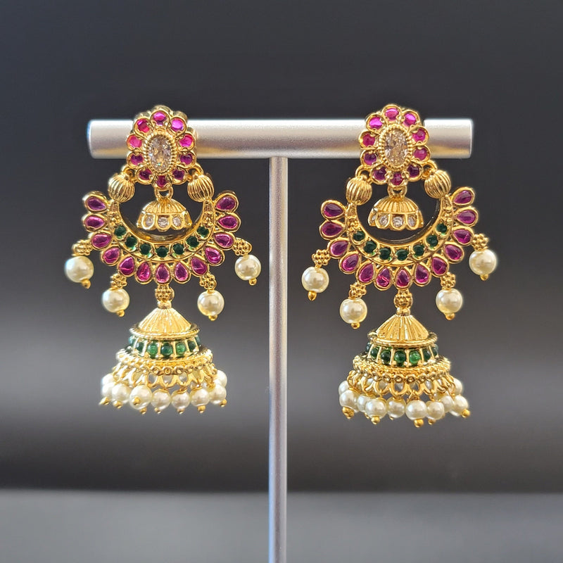 Beautiful Imitation Gold Multi Stone Small Earrings
