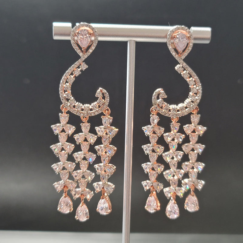 Beautiful AD Stone Rose Gold Polish Earrings