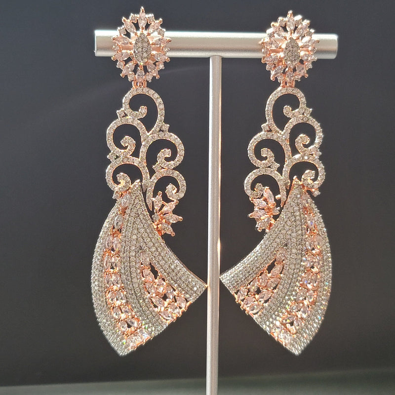 Beautiful AD Stone Rose Gold polish Earrings