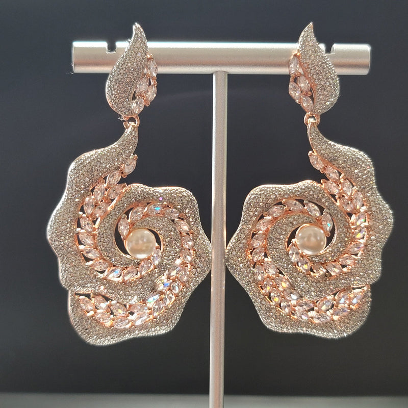Beautiful AD Stone Rose Gold Polish Earrings