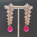beautiful AD And Pink Stone Rose Gold Polish Earrings