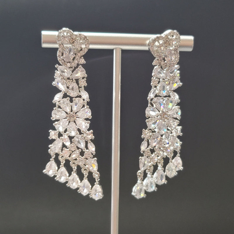 Beautiful AD White Polish Earrings