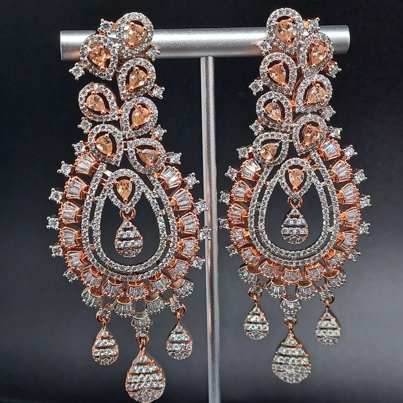 Beautiful AD Rose Gold Polish Earrings