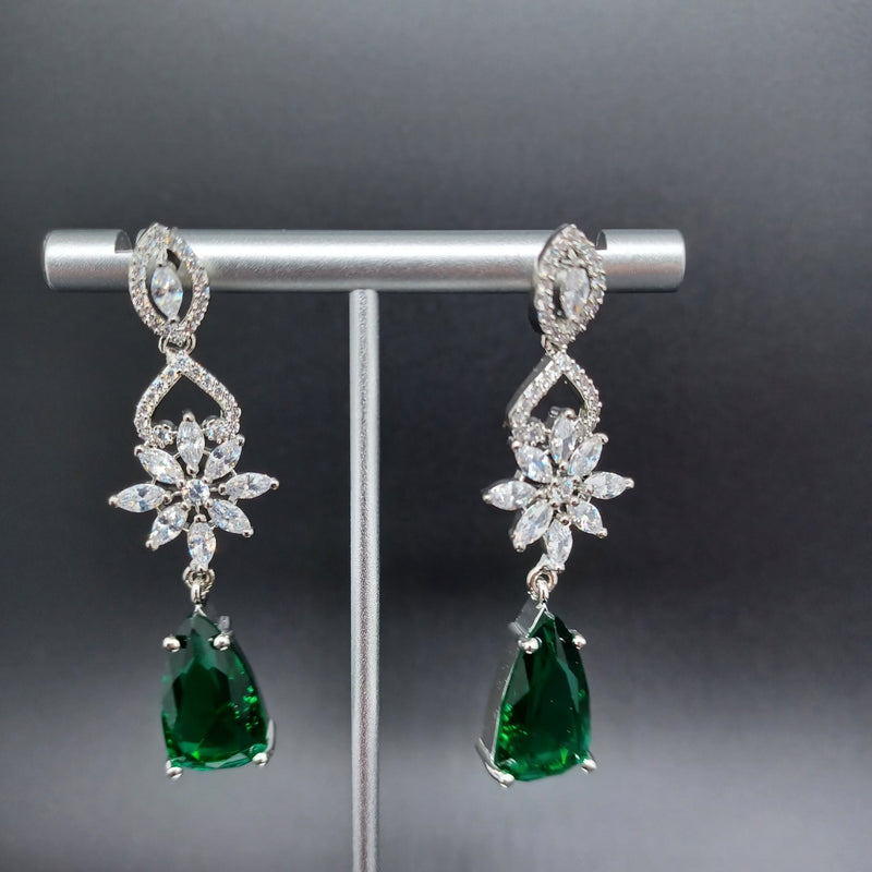 Menka Fancy Cut Shape Diamond Earrings With Green Stone – AG'S