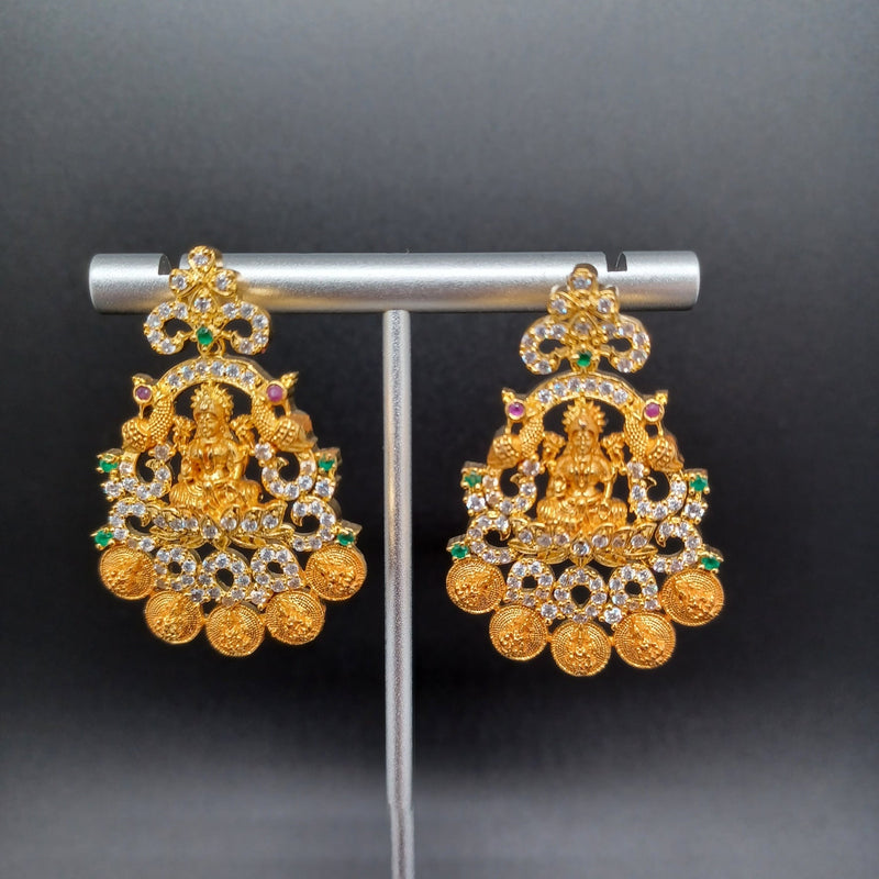 Beautiful AD And Multi Stone Lakshmi Kasu Earrings