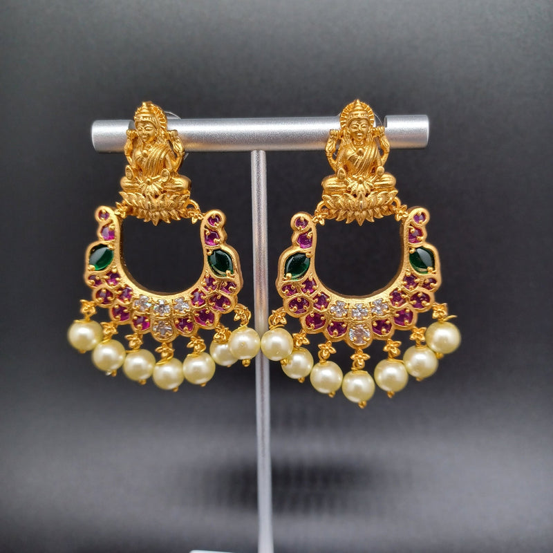 Beautiful Imitation Gold Multi Stone Lakshmi Earrings