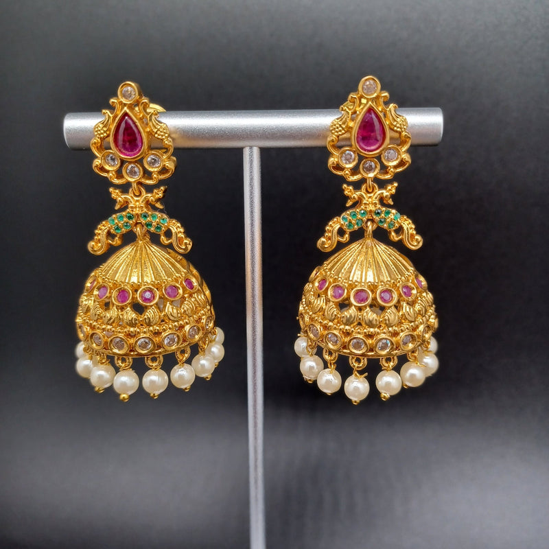 Beautiful imitation Gold Multi Stone Earrings